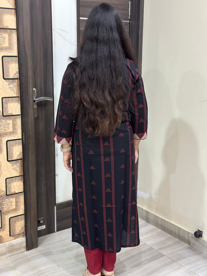 Noor Ajrakh cotton Kurta & Pant Black