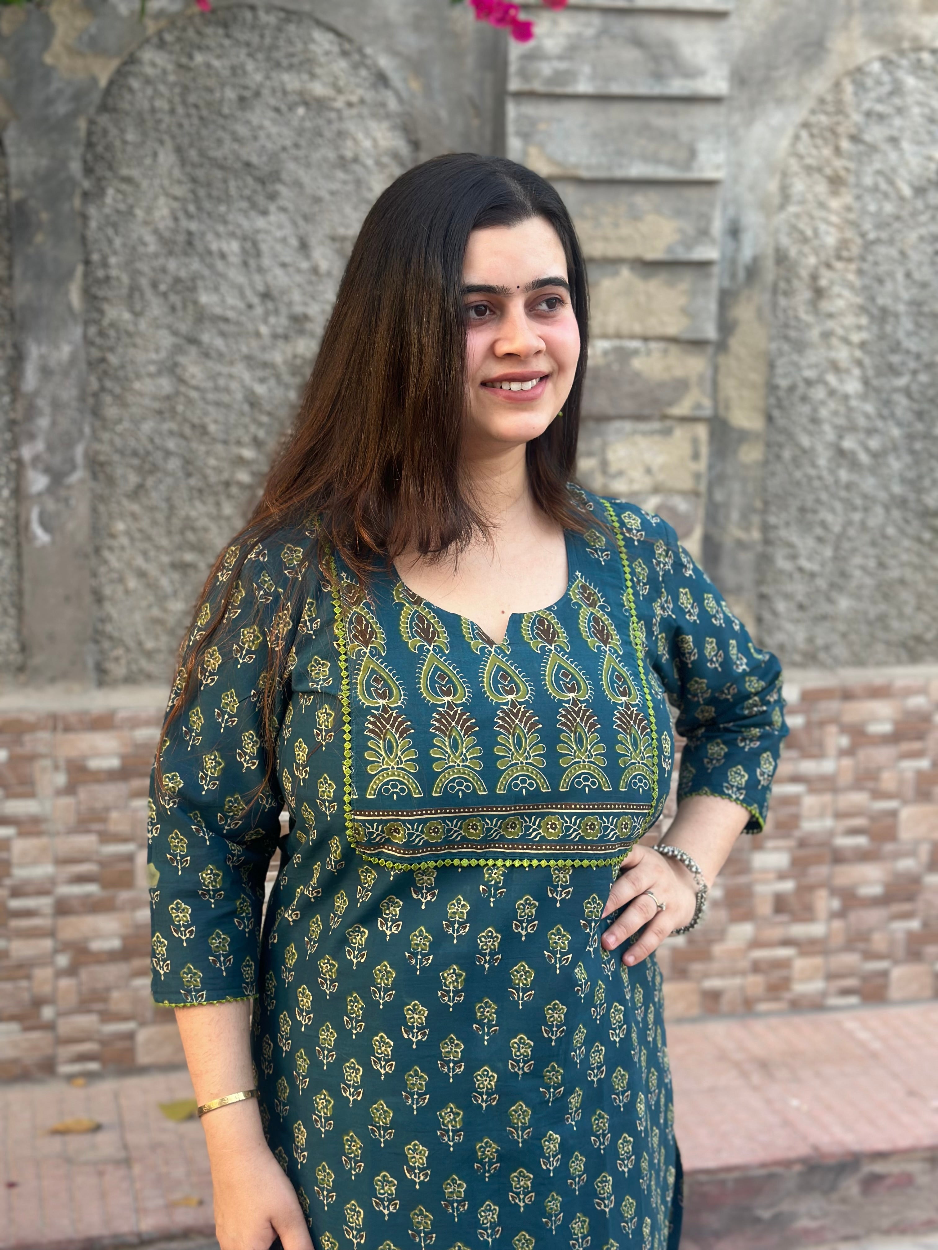 Airy Cotton Kurti for women Ajrakh
