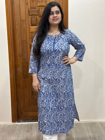 Gulmohar Handblock print cotton kurta