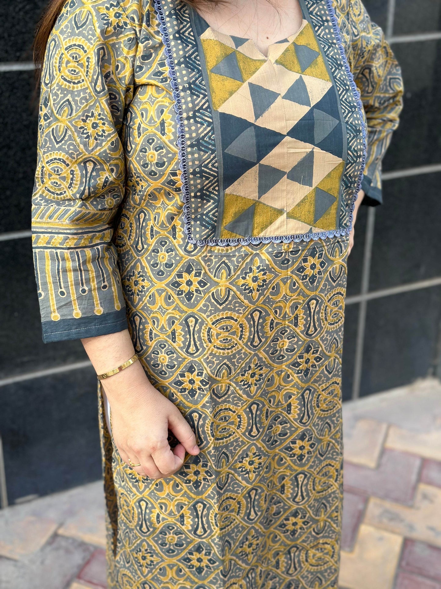 Airy Bagru Cotton Kurti for women - Vijay Laxmi