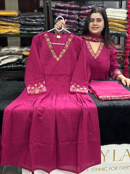Luxury Soft Cotton kurta set for women with dupatta