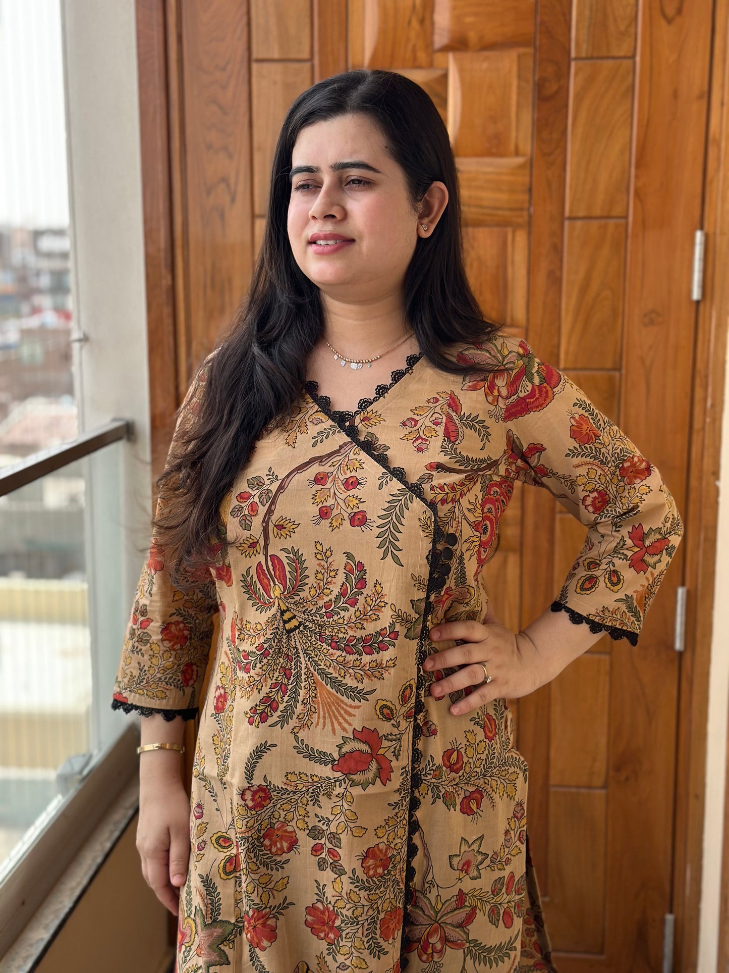 Gulmohar Cotton kurti for women angrakha