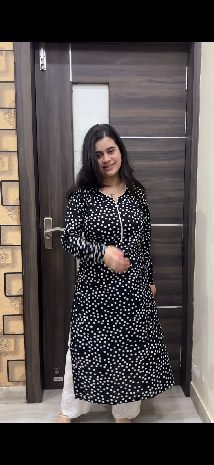 Sunehri pure cotton kurti for women polka dot