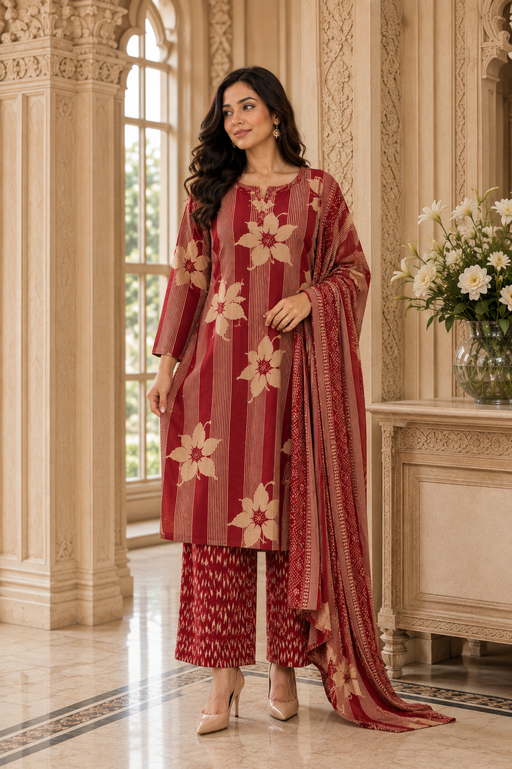Noor cotton kurta set with pants & dupatta