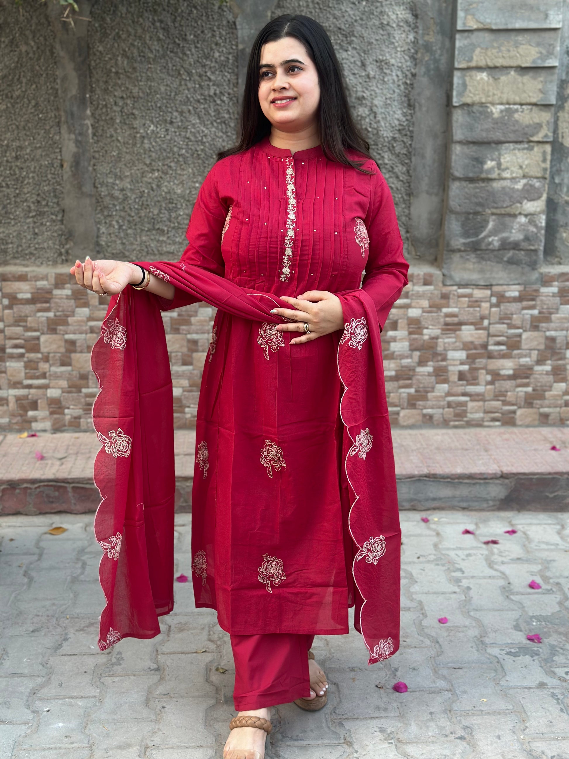 Premium Cotton kurta set for women with dupatta - Vijay Laxmi