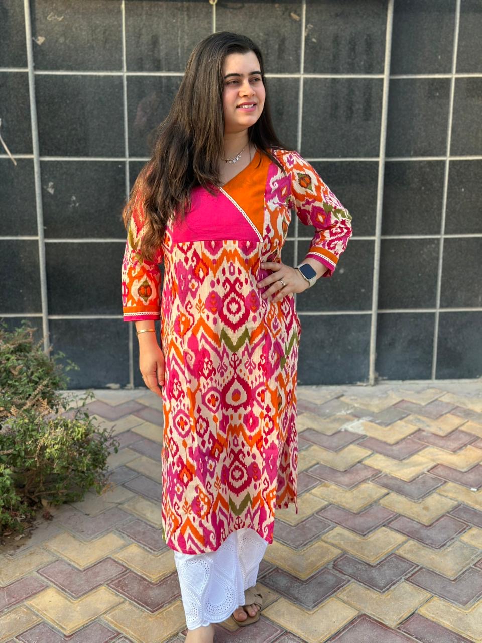 Airy Cotton Ikkat kurti for women