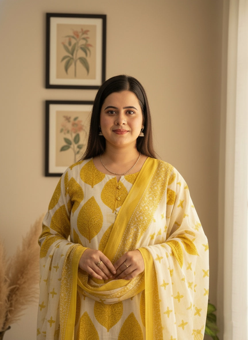 Vijaylaxmi Women’s Cotton straight kurta with Pant & Dupatta