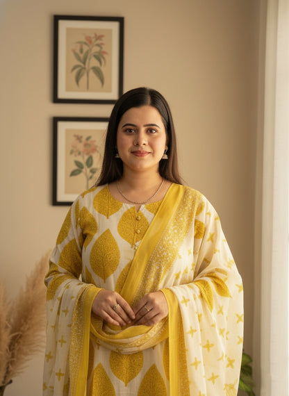 Vijaylaxmi Women’s Cotton straight kurta with Pant & Dupatta