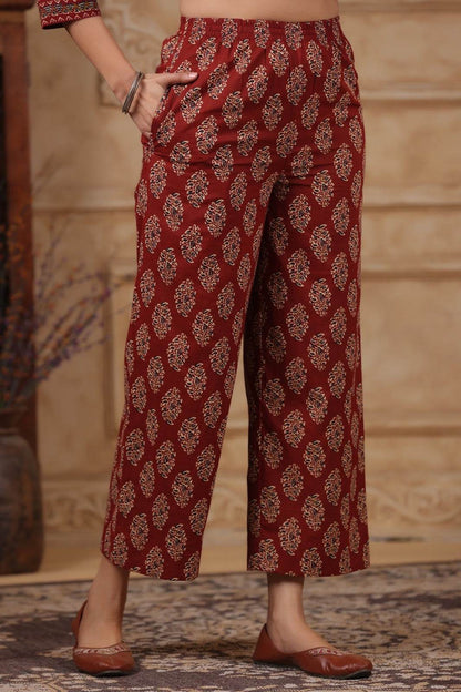 Ajrakh Printed Cotton Suit For Women - Vijay Laxmi