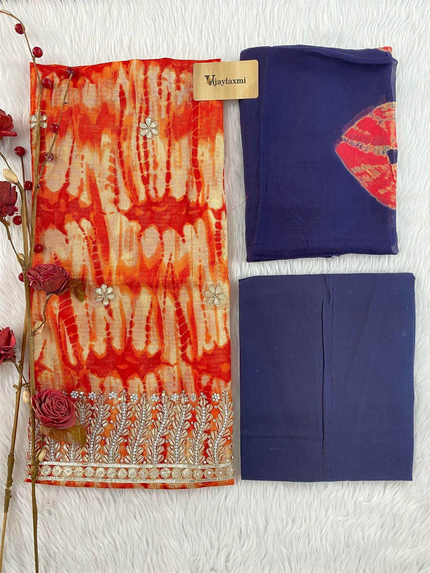 DORIA UNSTITCHED SUIT - Vijay Laxmi