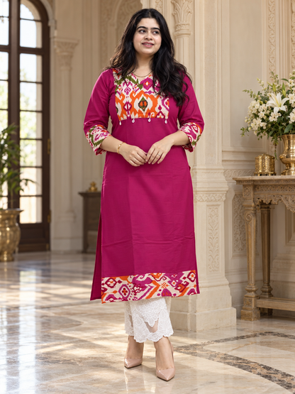 Rangrez pure cotton kurti for women pink