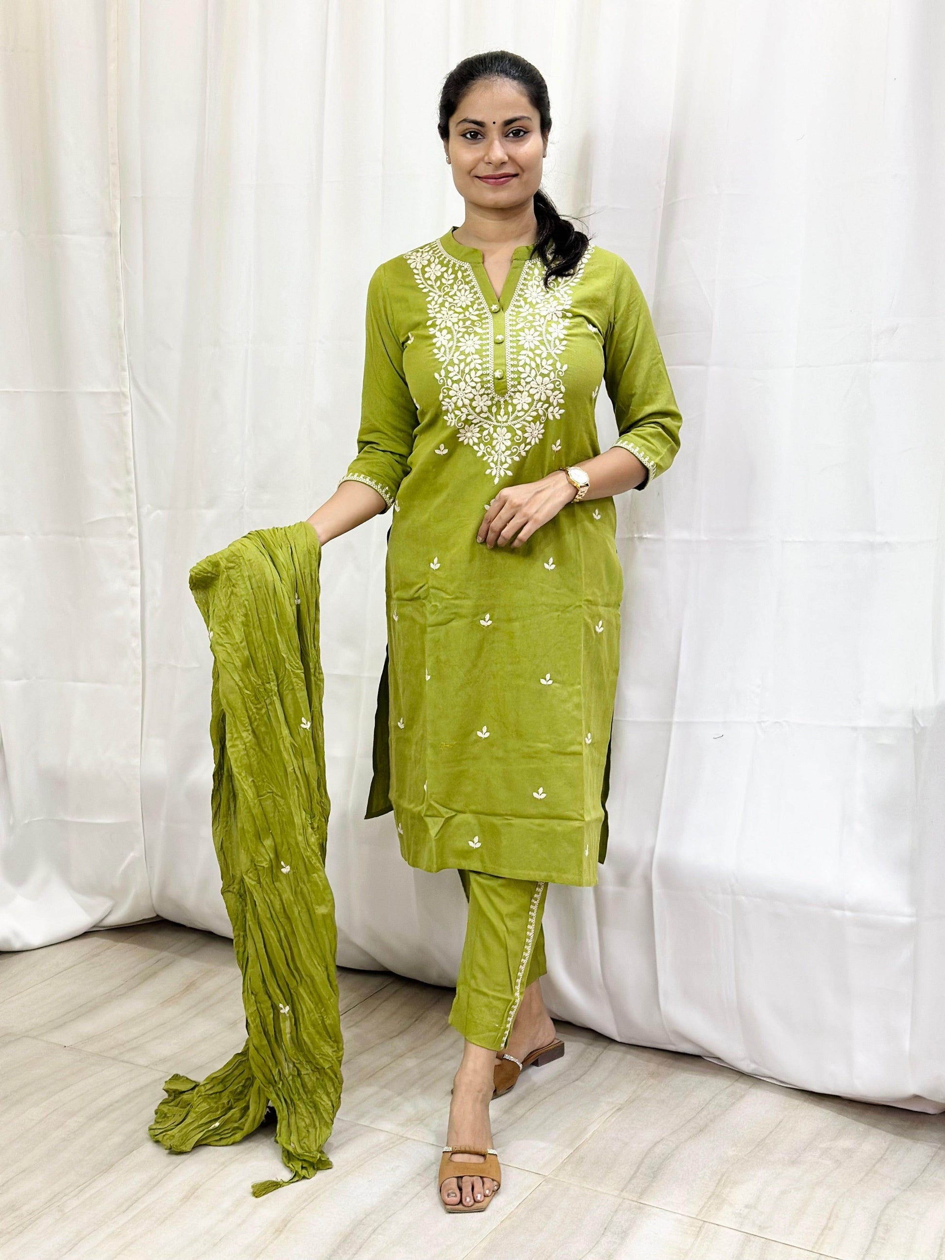 Premium Cotton Suit For Women GRN - Vijay Laxmi