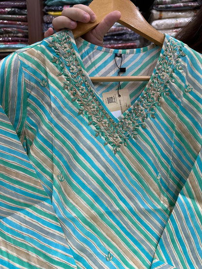 Muslin Silk lehariya Suit Set - Vijay Laxmi