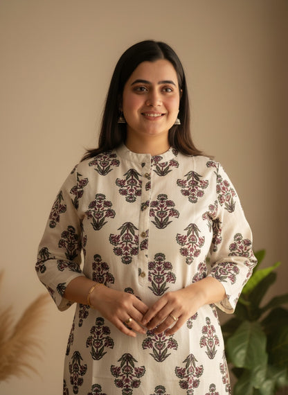 Ajrakh print cotton kurta set with pants