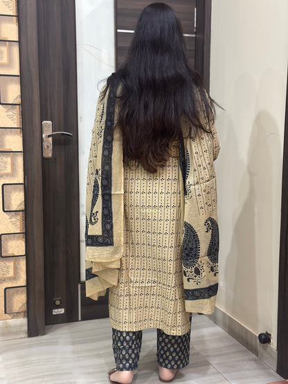 Gulzar kalamkari cotton kurta set black