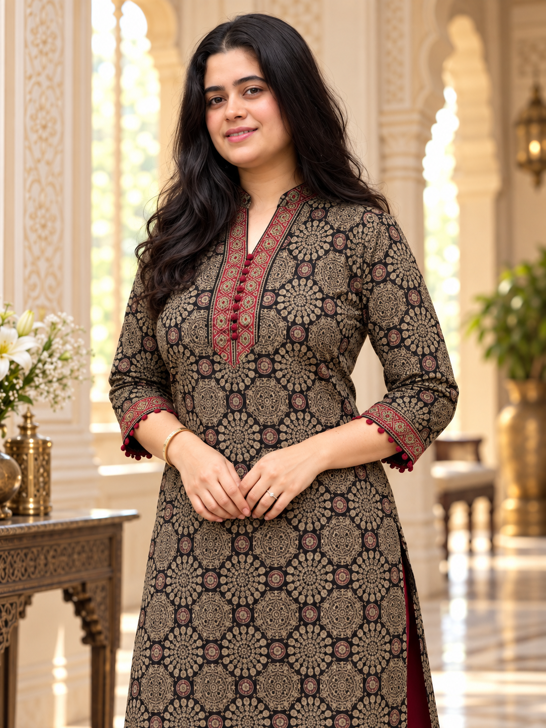 Madhubani pure cotton kurti for women ajrakh