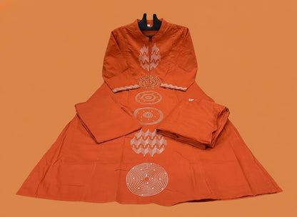 Amayra Cotton Kurta Embroidery Work Kurti Pant And Dupatta - Rust Orange