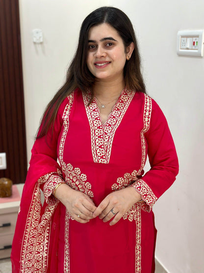 Muslin Silk Suit Set For Women - Vijay Laxmi