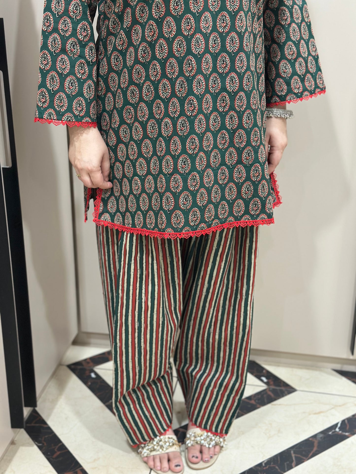 Jasmine Farshi Salwar Suit Green