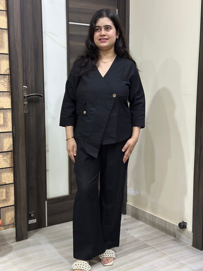 Ruhani Cotton cord set for women black