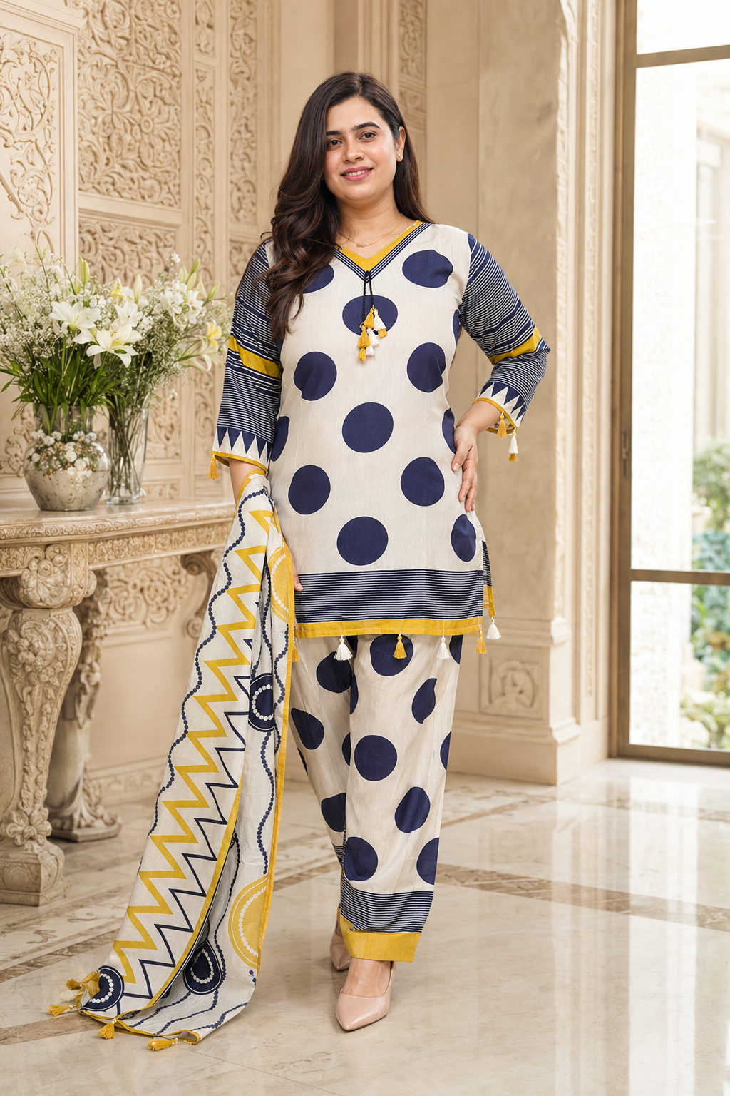 Anami festive modal kurta set with farshi salwar & dupatta