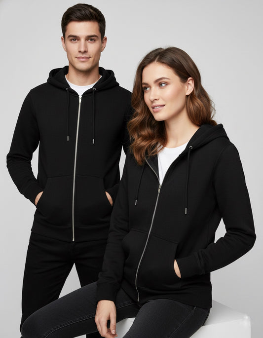 Unisex Zip Hoodie- Black