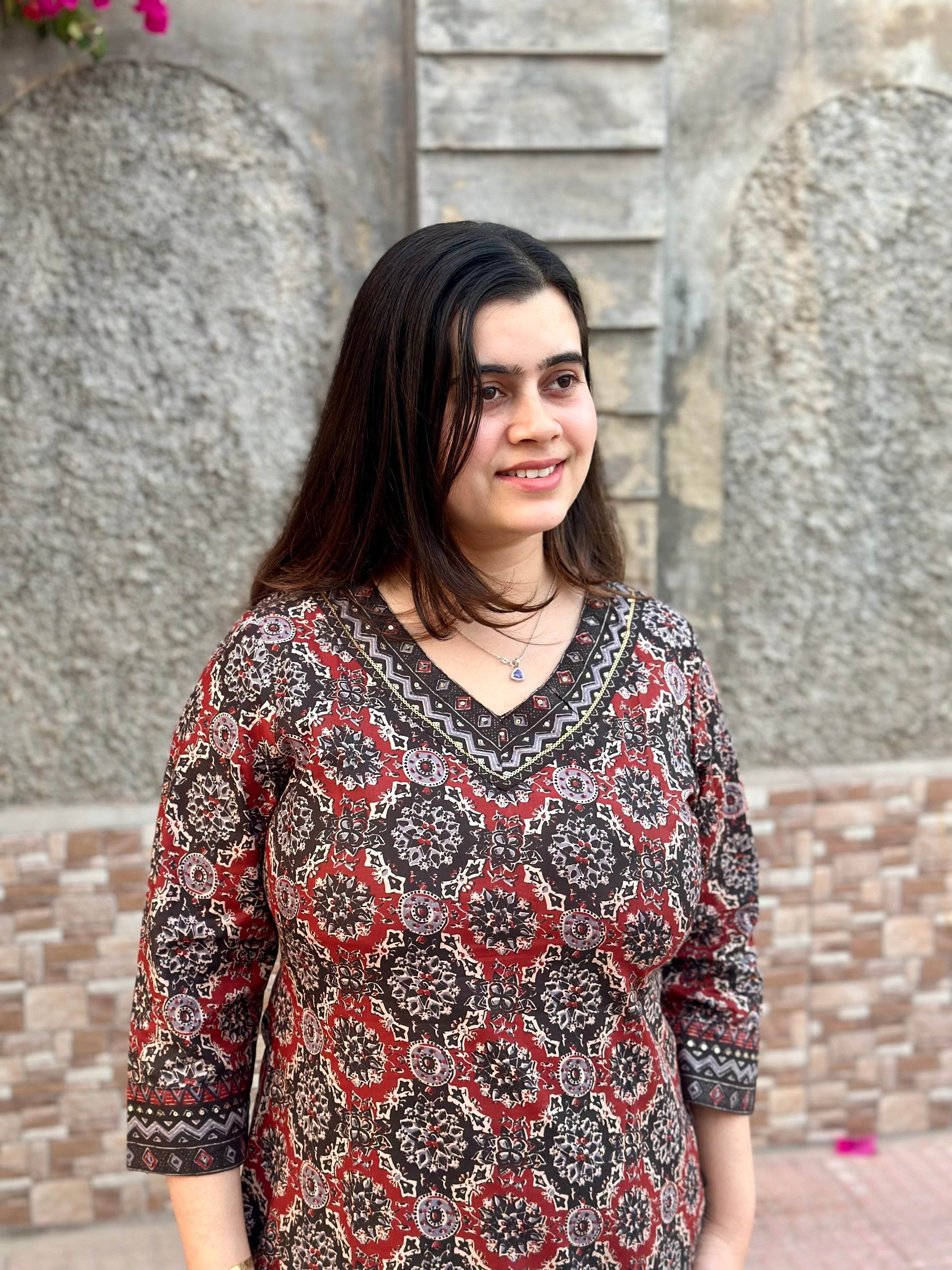 Ajrakh print kurta set with pants - Vijay Laxmi