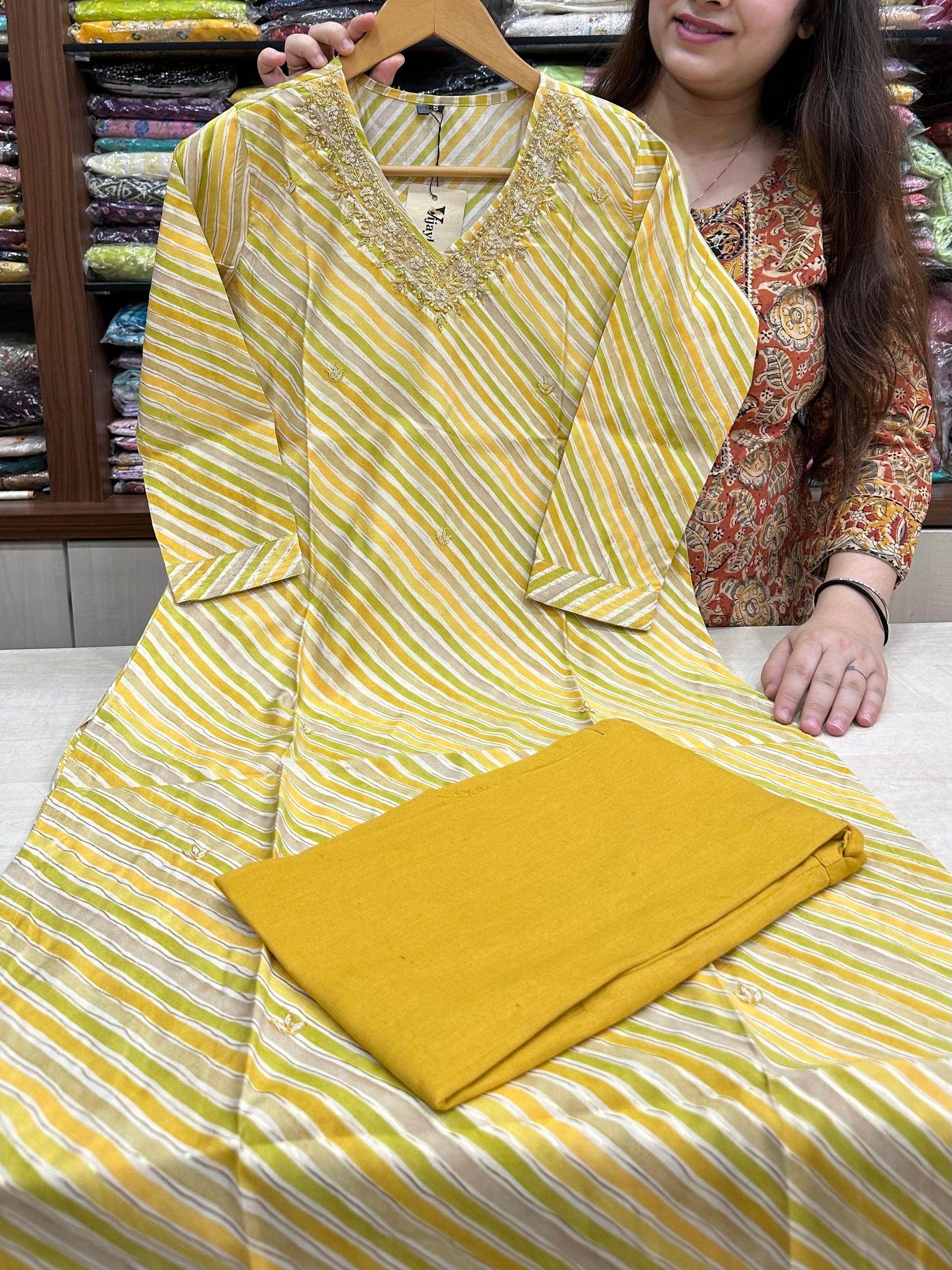 Muslin Silk lehariya Suit Set - Vijay Laxmi