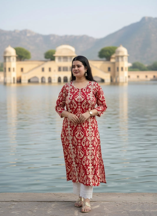 Airy Cotton Kurti Ikkat