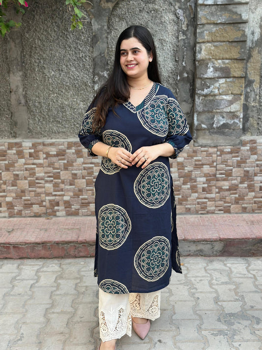 Bold In Blue- Cotton Kurti For Women
