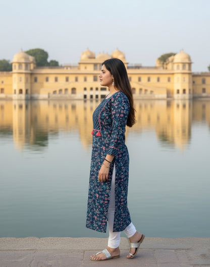 Everyday Cotton kurti - Breathable & Stylish Blue