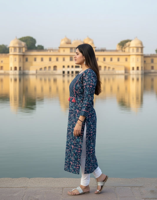 Everyday Cotton kurti - Breathable & Stylish Blue