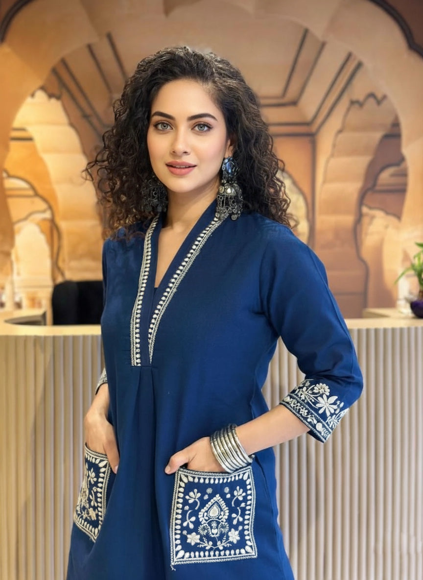 Amayra Cotton Flex Blue kurta Set