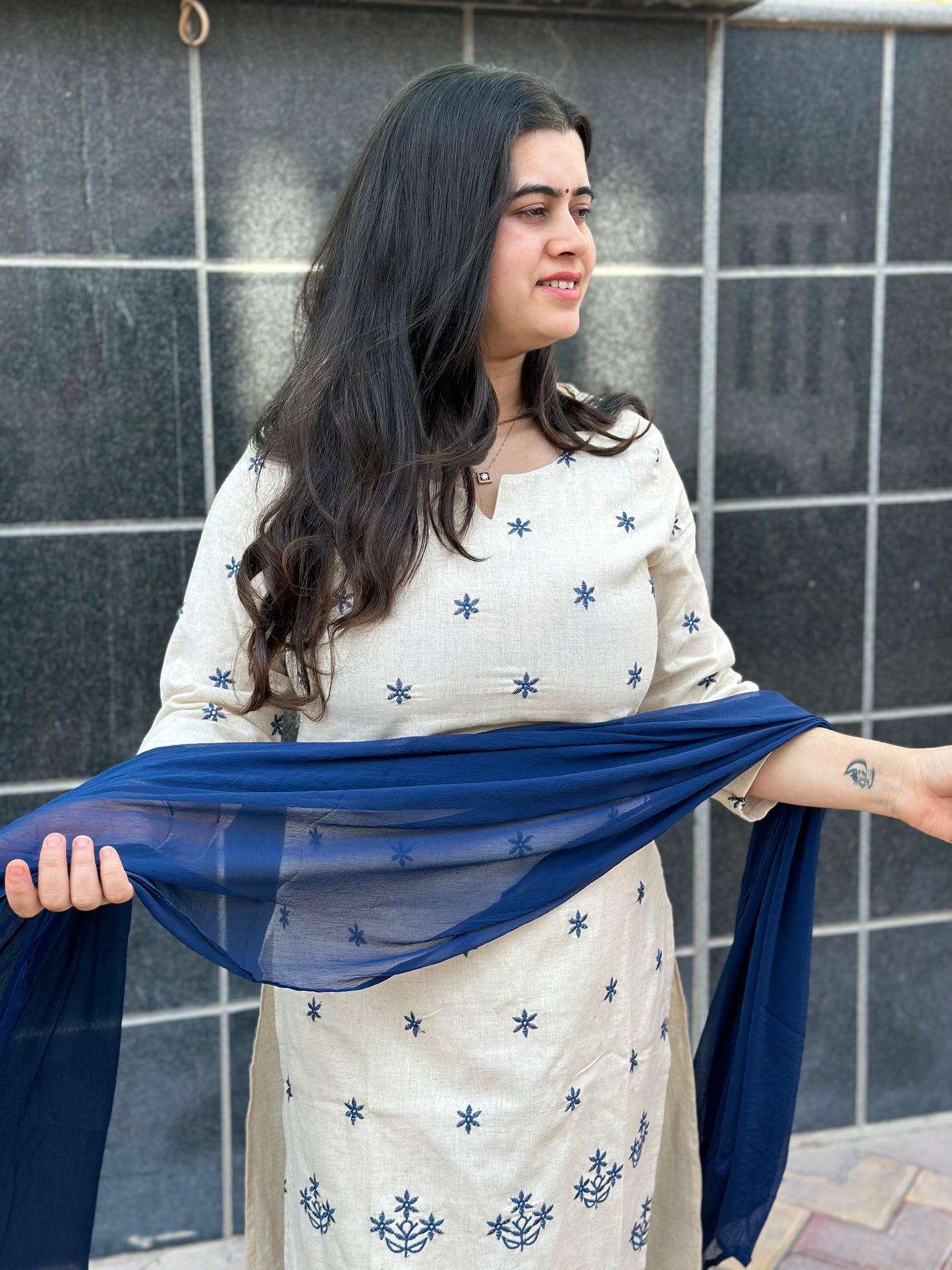 Kiara Cotton Kurta Embroidery Work Kurti Pant And Dupatta