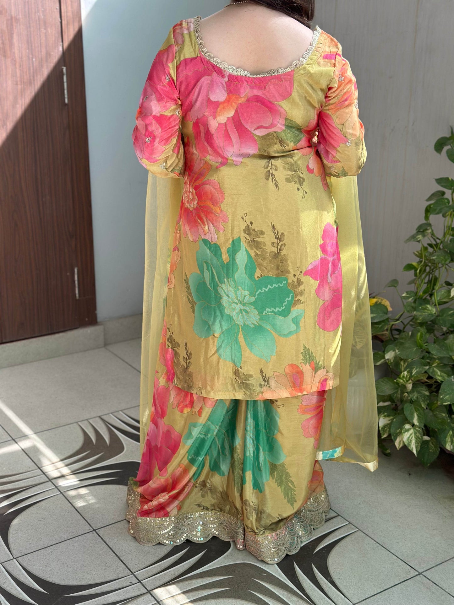 Chinon silk sharara suit - Vijay Laxmi