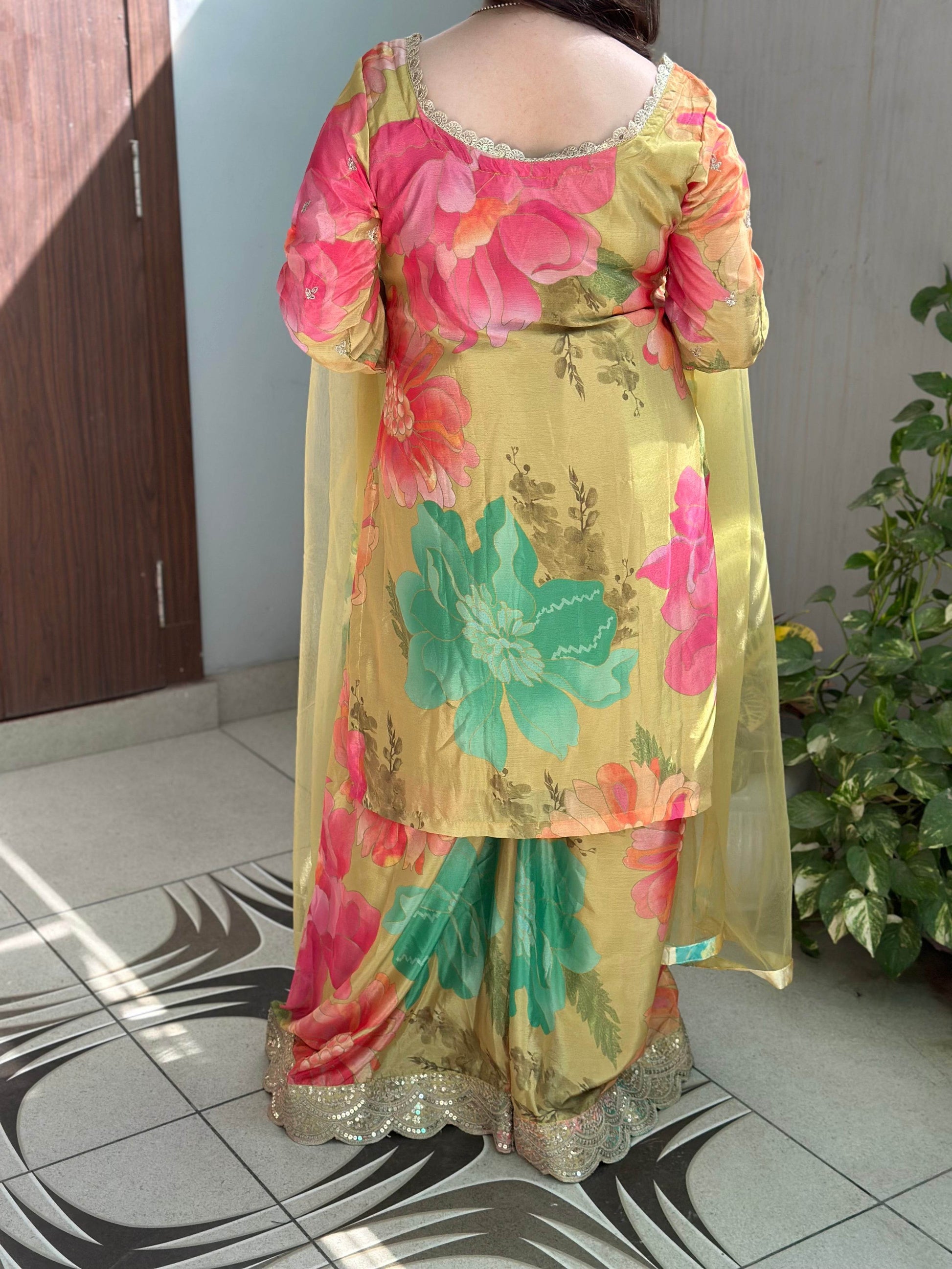 Chinon silk sharara suit - Vijay Laxmi