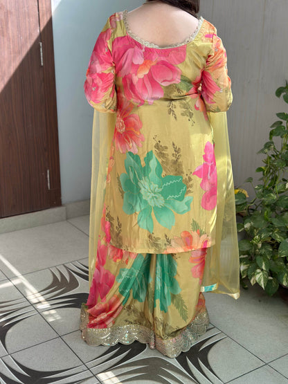 Chinon silk sharara suit - Vijay Laxmi