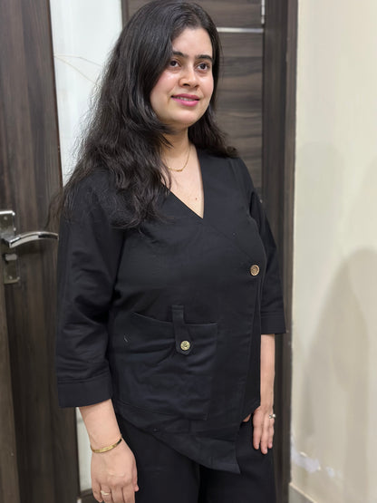 Ruhani Cotton cord set for women black