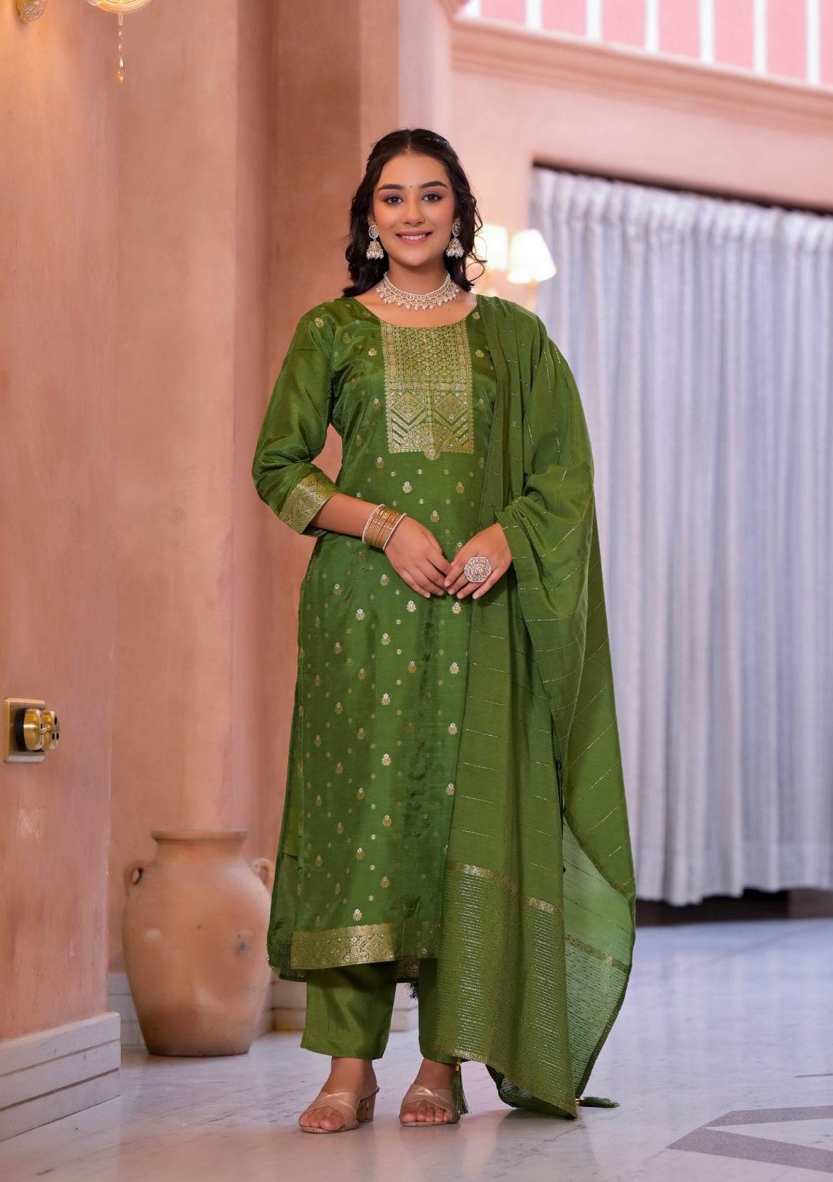 Banarasi Silk Suit Set for Women - Vijay Laxmi