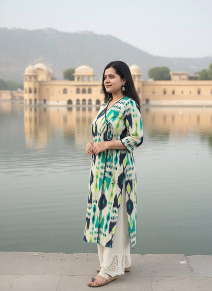 Airy Cotton Kurti for women ikkat