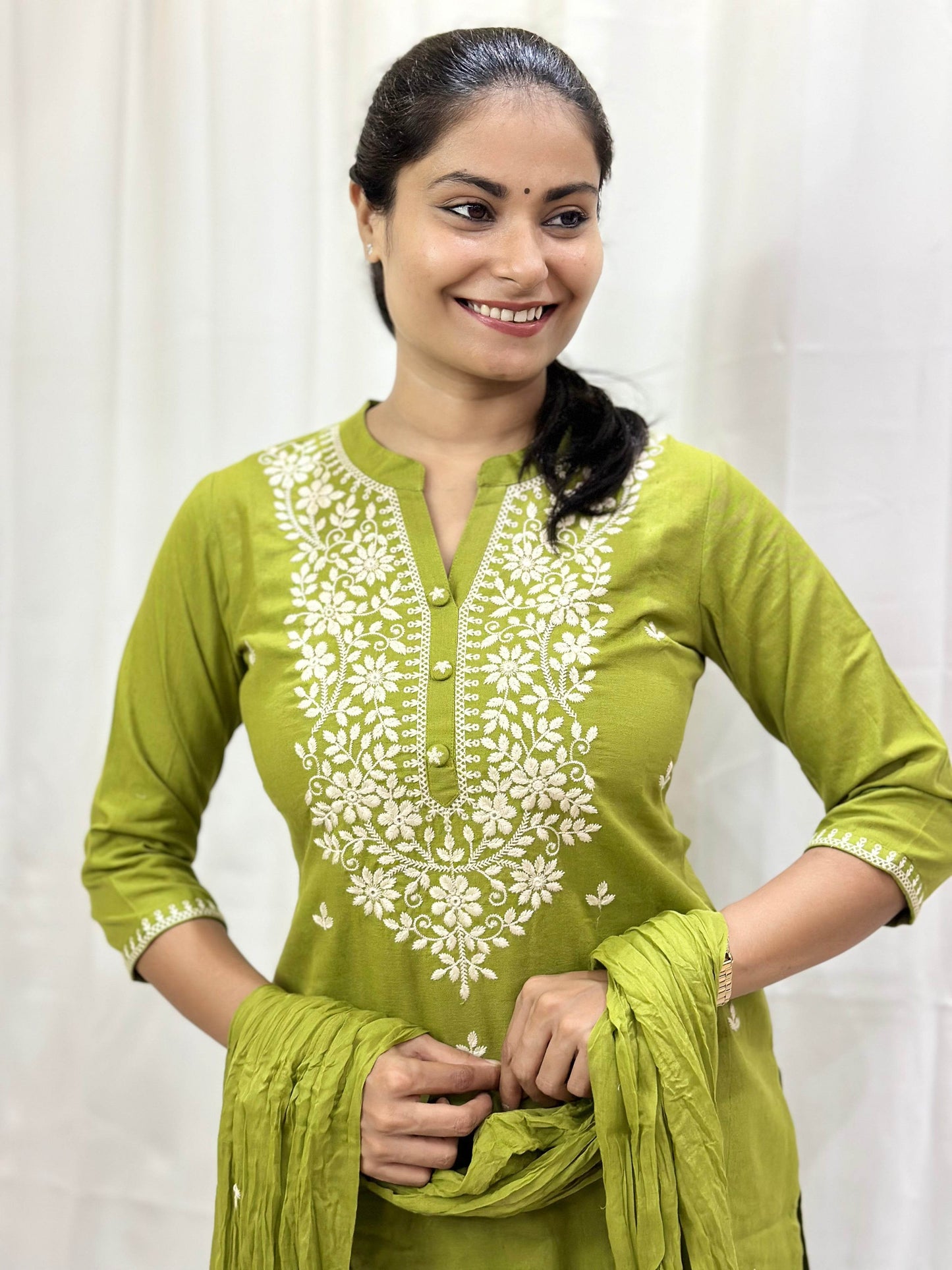 Premium Cotton Suit For Women GRN - Vijay Laxmi