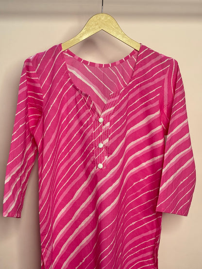Gulzar Leheriya cotton kurti pink
