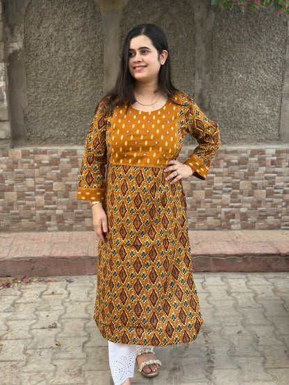 Breathable & Stylish Ikkat Cotton Kurti