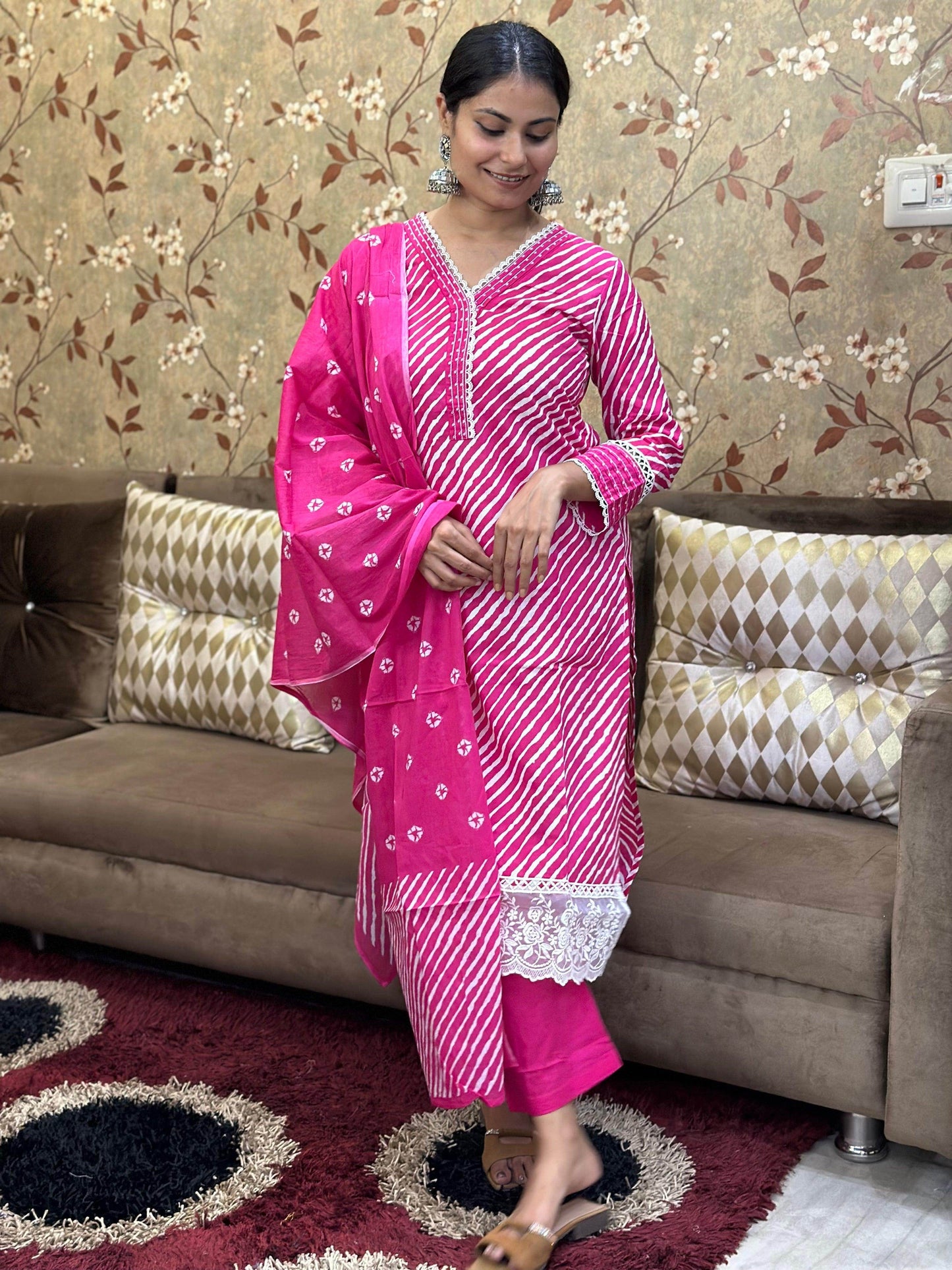 Premium Cotton Suit For Women Pink - Vijay Laxmi