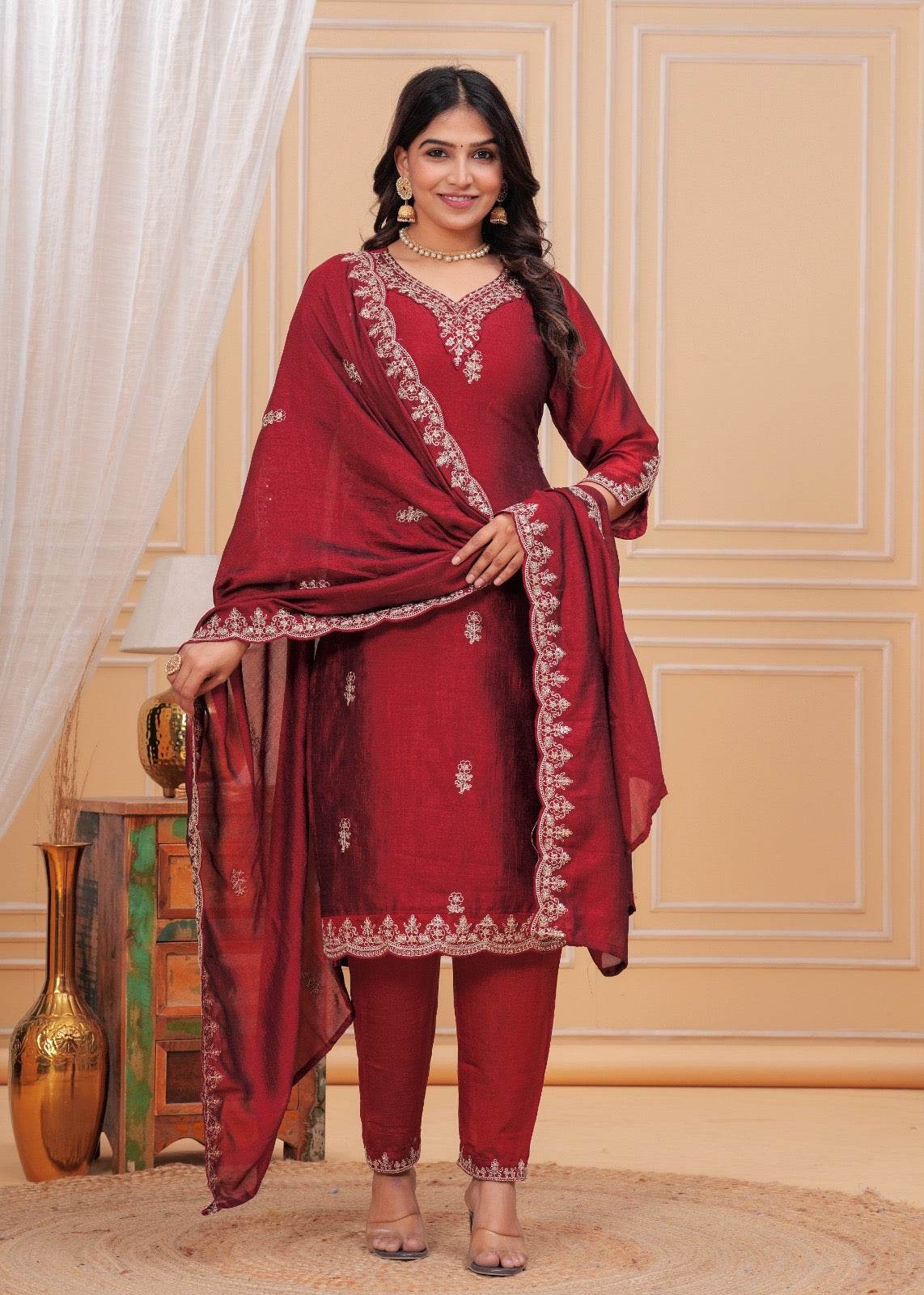 Maharani Dola Silk Suit - Vijay Laxmi