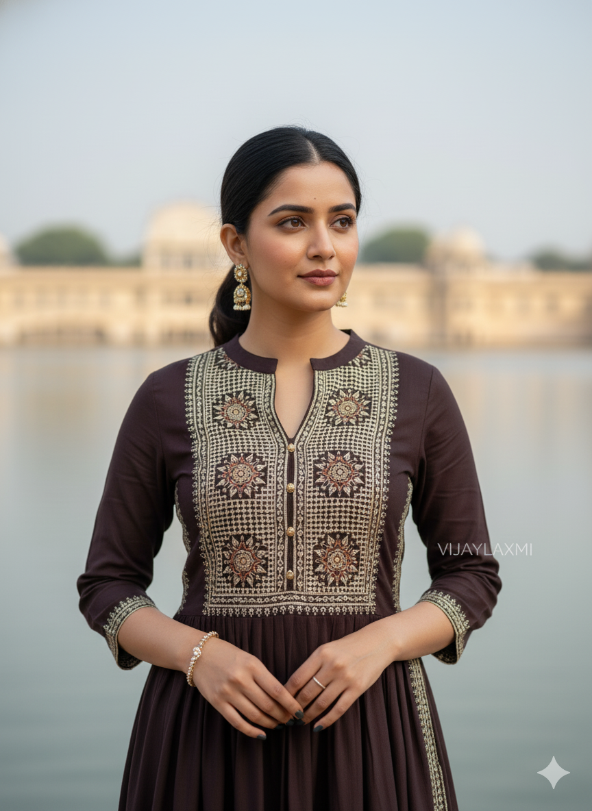 Naira cut Kurti D5 Brown