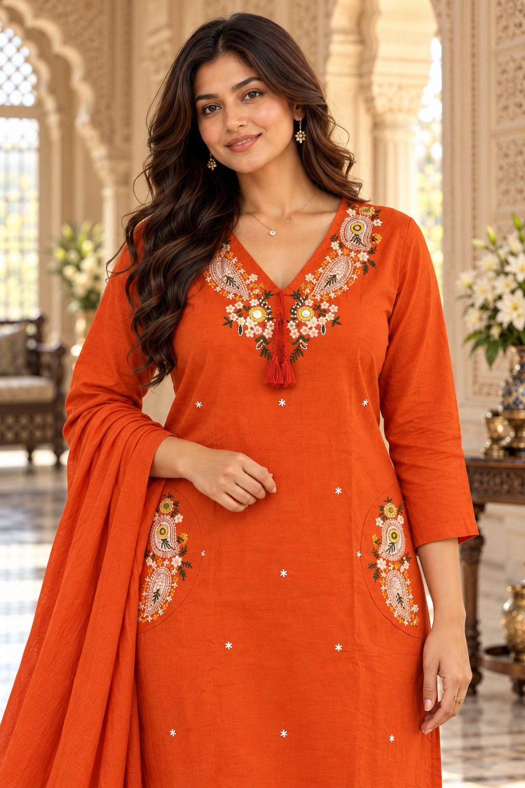 Noor Cotton Flex kurta set with palazo & dupatta