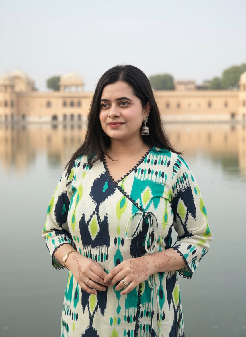 Airy Cotton Kurti for women ikkat