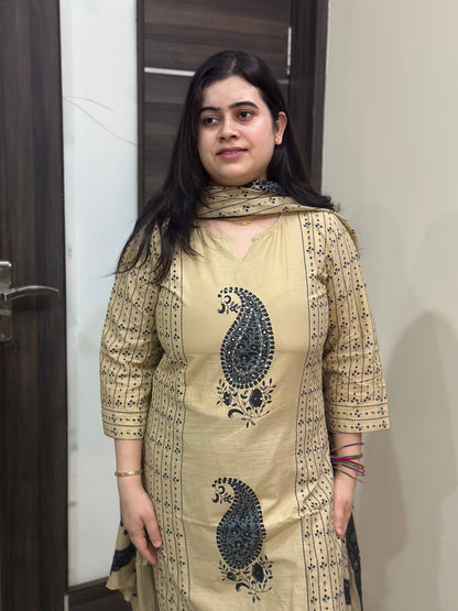 Gulzar kalamkari cotton kurta set black