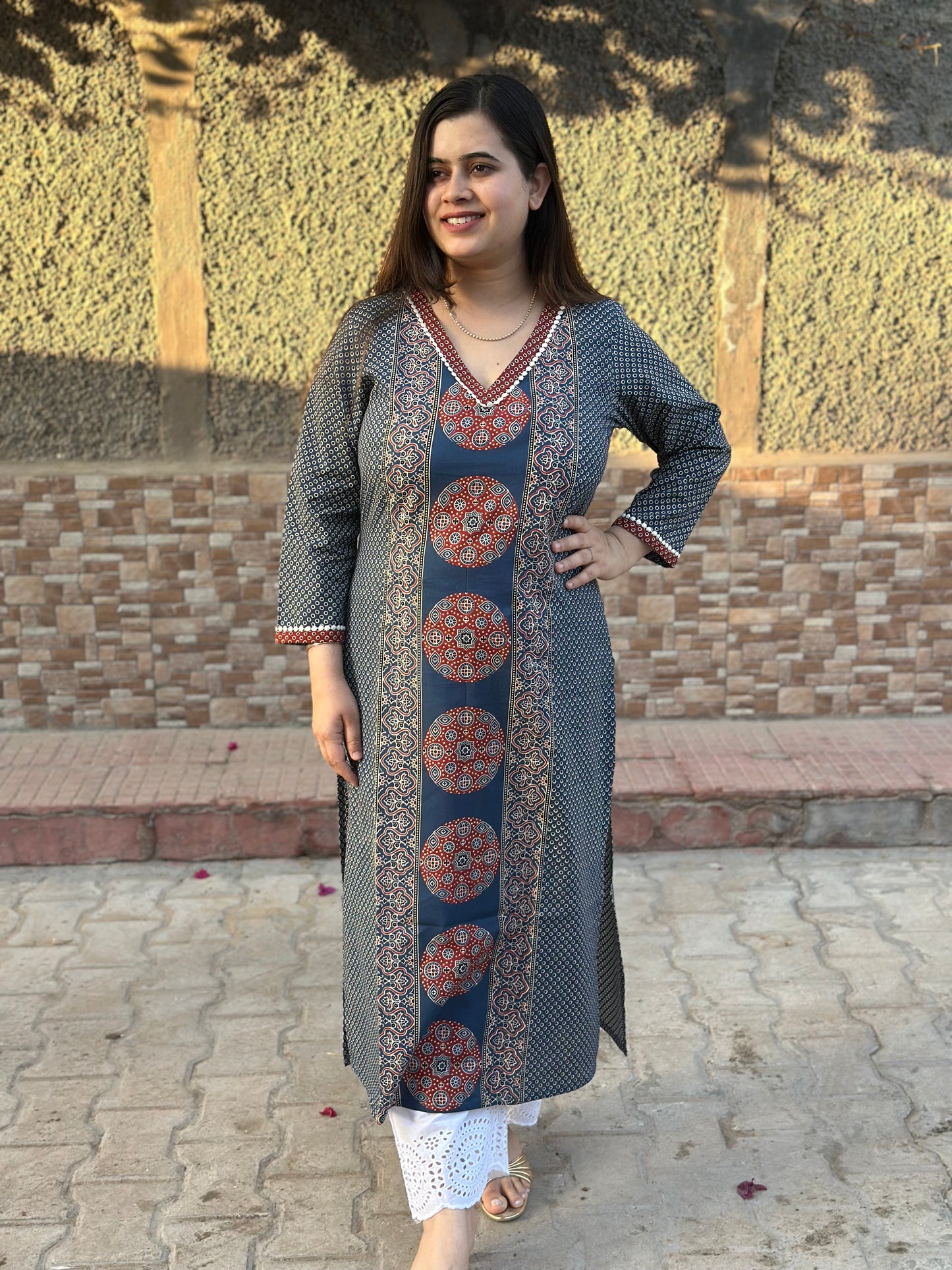 Breathable & Stylish Ajrakh Cotton Kurti for Women